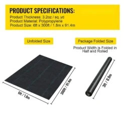 6 Ft. X 300 Ft. Premium Weed Barrier Fabric Heavy-Duty, Weed Barrier Landscape Fabric -Patio Furniture Shop vevor landscape fabric zzzp6x300yc3 2oz1v0 76 1000