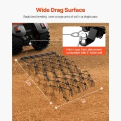 Drag Harrow 4 In. X 5.6 In. Heavy-Duty Chain Harrow With 69 Teeth ATV UTV Tractor Attachments Field Drag Mat -Patio Furniture Shop vevor landscaping rakes lpgdk6x56ft0p4s91v0 1f 1000