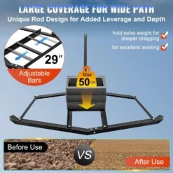 Driveway Drag 66 In. W Tow Behind Drag Harrow 35 In. L 4 In. H Driveway Tractor Harrow With 2 Adjustable Bars -Patio Furniture Shop vevor landscaping rakes qybhs66yc00000001v0 44 1000