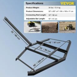 Driveway Drag 66 In. W Tow Behind Drag Harrow 35 In. L 4 In. H Driveway Tractor Harrow With 2 Adjustable Bars -Patio Furniture Shop vevor landscaping rakes qybhs66yc00000001v0 76 1000