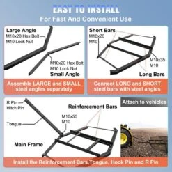 Driveway Drag 66 In. W Tow Behind Drag Harrow 35 In. L 4 In. H Driveway Tractor Harrow With 2 Adjustable Bars -Patio Furniture Shop vevor landscaping rakes qybhs66yc00000001v0 fa 1000