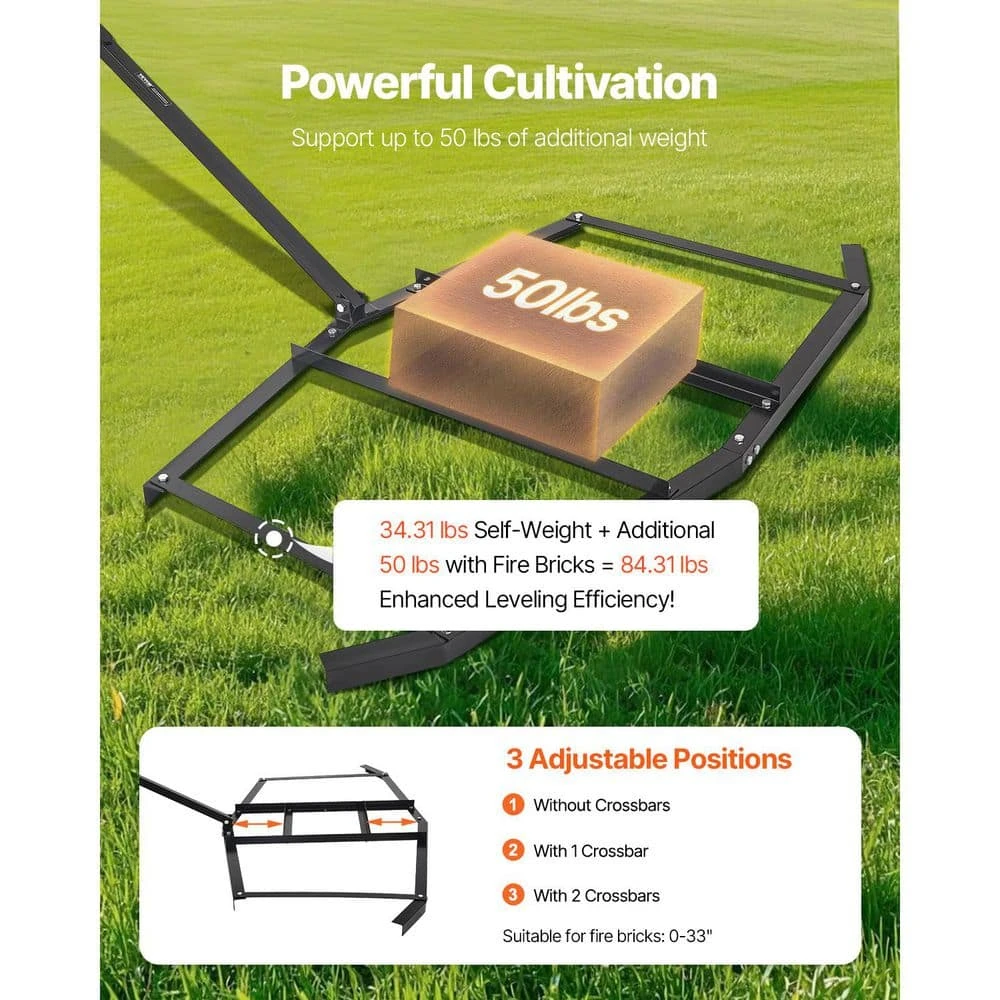 Driveway Drag 76.57 In. Width Tow Behind Drag Harrow Q235 Steel Driveway Grader With Adjustable Bars 6 Driveway Drag 76.57 In. Width Tow Behind Drag Harrow Q235 Steel Driveway Grader With Adjustable Bars - Image 4