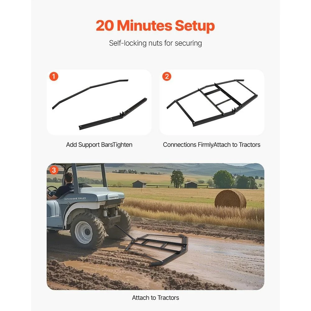 Driveway Drag 76.57 In. Width Tow Behind Drag Harrow Q235 Steel Driveway Grader With Adjustable Bars 7 Driveway Drag 76.57 In. Width Tow Behind Drag Harrow Q235 Steel Driveway Grader With Adjustable Bars - Image 5