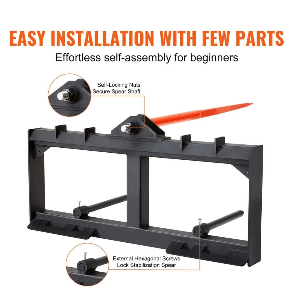 49 In. Hay Spear Bale Spears 1600 Lbs. Loading Capacity Skid Steer Loader Tractor Attachment With 2pcs 17.5 In. 7 49 In. Hay Spear Bale Spears 1600 Lbs. Loading Capacity Skid Steer Loader Tractor Attachment With 2pcs 17.5 In. - Image 5