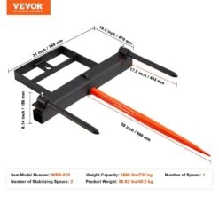 39 In. Hay Spear, Bale Spears 1600 Lbs. Loading Capacity, Skid Steer Loader Tractor 40.94 In. X 18.9 In. X 7.09 In. 16 39 In. Hay Spear, Bale Spears 1600 Lbs. Loading Capacity, Skid Steer Loader Tractor 40.94 In. X 18.9 In. X 7.09 In. -Patio Furniture Shop vevor landscaping rakes tzsps12zhz3981a68v0 76 1000