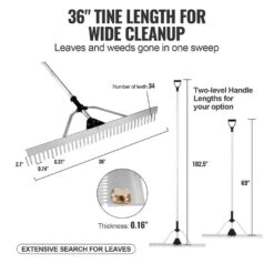 102.36 In. Landscape Rake 36 In. Head Aluminum Landscape Rak With Adjustable Extension Handle Lake Weed Rake -Patio Furniture Shop vevor landscaping rakes zclqplhj36inn5crmv0 4f 1000
