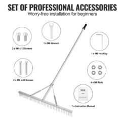 75 In. L Landscape Rake 36 In. Head Aluminum Landscape Rake With Handle Lake Weed Rake -Patio Furniture Shop vevor landscaping rakes zclqplhj36inufpurv0 1f 1000