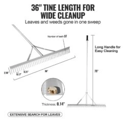 75 In. L Landscape Rake 36 In. Head Aluminum Landscape Rake With Handle Lake Weed Rake -Patio Furniture Shop vevor landscaping rakes zclqplhj36inufpurv0 4f 1000