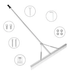 75 In. L Landscape Rake 36 In. Head Aluminum Landscape Rake With Handle Lake Weed Rake