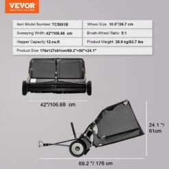 42 In. Lawn Sweeper Tow Behind, 12 Cu. Ft. Large Pull Behind Grass Sweeper, 15 In. Edger Heavy Duty Leaf Grass Collector 16 42 In. Lawn Sweeper Tow Behind, 12 Cu. Ft. Large Pull Behind Grass Sweeper, 15 In. Edger Heavy Duty Leaf Grass Collector -Patio Furniture Shop vevor lawn sweepers tcscpqsqhs12e5utuv0 76 1000