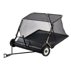52 In. Lawn Sweeper Tow Behind, 26 Cu. Ft. Large Pull Behind Grass Sweeper, 15 In. Edger Heavy Duty Leaf Grass Collector