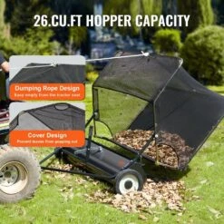 52 In. Lawn Sweeper Tow Behind, 26 Cu. Ft. Large Pull Behind Grass Sweeper, 15 In. Edger Heavy Duty Leaf Grass Collector -Patio Furniture Shop vevor lawn sweepers tcscpqsqhs26fyztrv0 fa 1000