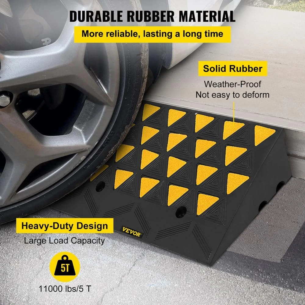 Curb Ramp 23-1/2 In. Length 6 In. High Heavy Duty Sidewalk Curb Ramp 5 Ton Rubber Driveway Ramp For Trucks Buses,Yellow 5 Curb Ramp 23-1/2 In. Length 6 In. High Heavy Duty Sidewalk Curb Ramp 5 Ton Rubber Driveway Ramp For Trucks Buses,Yellow - Image 3