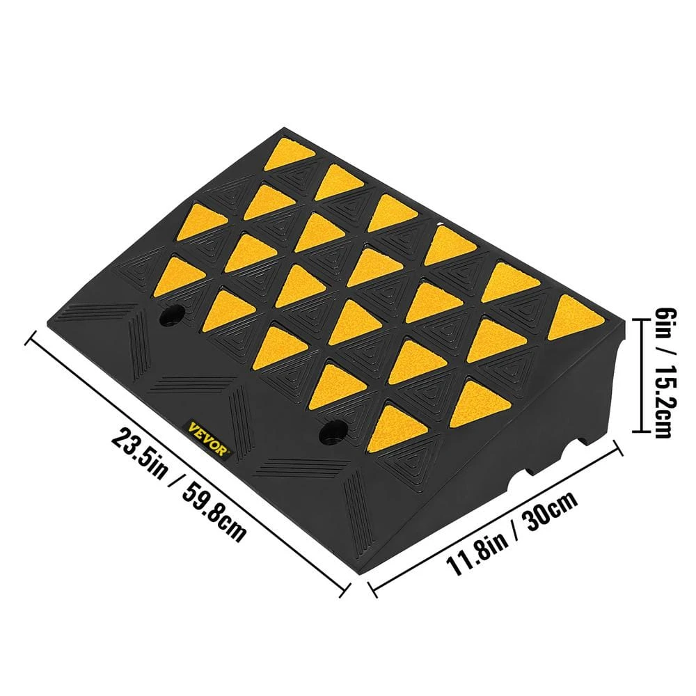 Curb Ramp 23-1/2 In. Length 6 In. High Heavy Duty Sidewalk Curb Ramp 5 Ton Rubber Driveway Ramp For Trucks Buses,Yellow 9 Curb Ramp 23-1/2 In. Length 6 In. High Heavy Duty Sidewalk Curb Ramp 5 Ton Rubber Driveway Ramp For Trucks Buses,Yellow - Image 7