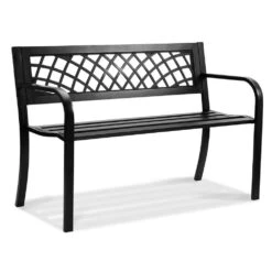 Outdoor Bench, 46 In. Metal Garden Bench For Outdoors, 480 Lbs. Load Capacity Bench, Outdoor Garden Park Bench