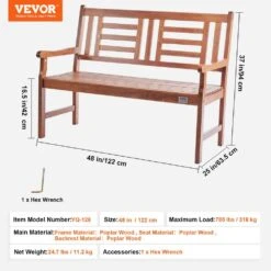 Outdoor Bench, 48 In. Wood Garden Bench For Outdoors, Outdoor Garden Park Bench With Backrest And Armrests 16 Outdoor Bench, 48 In. Wood Garden Bench For Outdoors, Outdoor Garden Park Bench With Backrest And Armrests -Patio Furniture Shop vevor outdoor benches gyzymz48yc00j47ynv0 76 1000