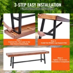 Outdoor Bench, 63 In. Wood Garden Bench With Metal Leg For Outdoors, Outdoor Garden Park Bench, 500 Lbs. Load Capacity -Patio Furniture Shop vevor outdoor benches gyzymz63yc00l6dxav0 44 1000