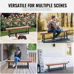 Outdoor Bench, 63 In. Wood Garden Bench With Metal Leg For Outdoors, Outdoor Garden Park Bench, 500 Lbs. Load Capacity -Patio Furniture Shop vevor outdoor benches gyzymz63yc00l6dxav0 fa 1000