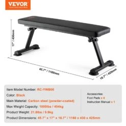 Flat Weight Bench, Foldable Strength Training Bench, Wood Utility Workout Bench For Full Body Workout 1000 Lbs. Steel -Patio Furniture Shop vevor outdoor benches jzzbgpb00000i783bv0 fa 1000