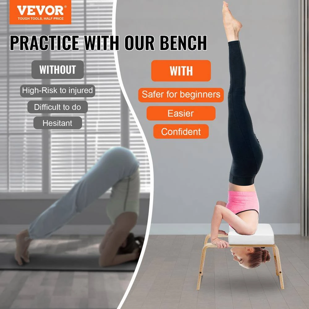 Yoga Headstand Bench, 300 Lbs. Capacity Yoga Inversion Chair For Family Gym, Headstand Trainer With Wood Frame & PU Pad 10 Yoga Headstand Bench, 300 Lbs. Capacity Yoga Inversion Chair For Family Gym, Headstand Trainer With Wood Frame & PU Pad - Image 8