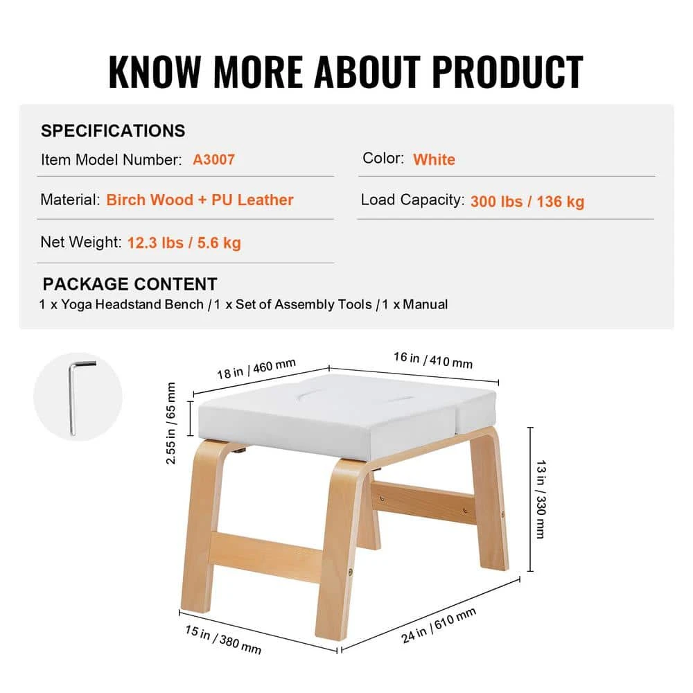 Yoga Headstand Bench, 300 Lbs. Capacity Yoga Inversion Chair For Family Gym, Headstand Trainer With Wood Frame & PU Pad 9 Yoga Headstand Bench, 300 Lbs. Capacity Yoga Inversion Chair For Family Gym, Headstand Trainer With Wood Frame & PU Pad - Image 7