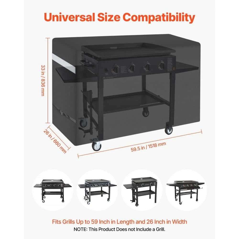 Grill Cover 59 In. BBQ Covers For Outdoor Grills Waterproof Fade Resistant Weather Resistant Heavy Duty 600D Polyester 6 Grill Cover 59 In. BBQ Covers For Outdoor Grills Waterproof Fade Resistant Weather Resistant Heavy Duty 600D Polyester - Image 4
