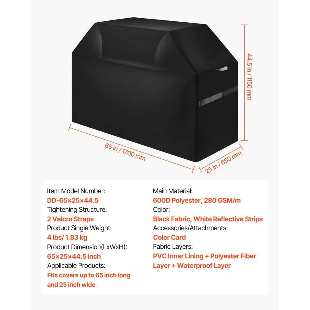 Grill Cover 65 In. BBQ Covers For Outdoor Grills Waterproof Fade Resistant Weather Resistant Heavy Duty Polyester 9 Grill Cover 65 In. BBQ Covers For Outdoor Grills Waterproof Fade Resistant Weather Resistant Heavy Duty Polyester - Image 7