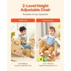 Montessori Weaning Table And Chair Set, Wooden Toddler Table And Chair Set, Adjustable Height Chair Natural -Patio Furniture Shop vevor outdoor dining chairs etdnzy1513216domuv0 44 1000