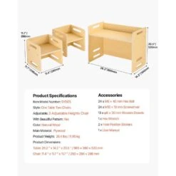 Montessori Weaning Table And Chair Set, Wooden Toddler Table And Chair Set With 2-Chairs, Natural Dining Chair -Patio Furniture Shop vevor outdoor dining chairs etdnzy265201mxf9vv0 76 1000