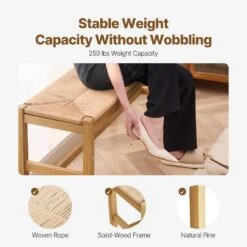 Rattan Bench, 40 In. Wooden Rattan Bench, Entryway Bench With Oak Wood Legs, Bedroom End Of Bed Boho Bench -Patio Furniture Shop vevor outdoor dining chairs tbdcgk100cmw14oiyv0 4f 1000