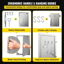 Outdoor Kitchen Doors 14 In. W X 20 In. H Vertical Single BBQ Door Stainless Steel BBQ Access Door -Patio Furniture Shop vevor outdoor kitchen doors 14w 20hbxgcgdkm01v0 1f 1000