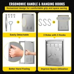 Stainless Steel Grill Door 14 In. W X 20 In. H Single Outdoor Kitchen Access Door For BBQ Island 12 Stainless Steel Grill Door 14 In. W X 20 In. H Single Outdoor Kitchen Access Door For BBQ Island -Patio Furniture Shop vevor outdoor kitchen doors 14x20ycczcgmdtfk1v0 1f 1000