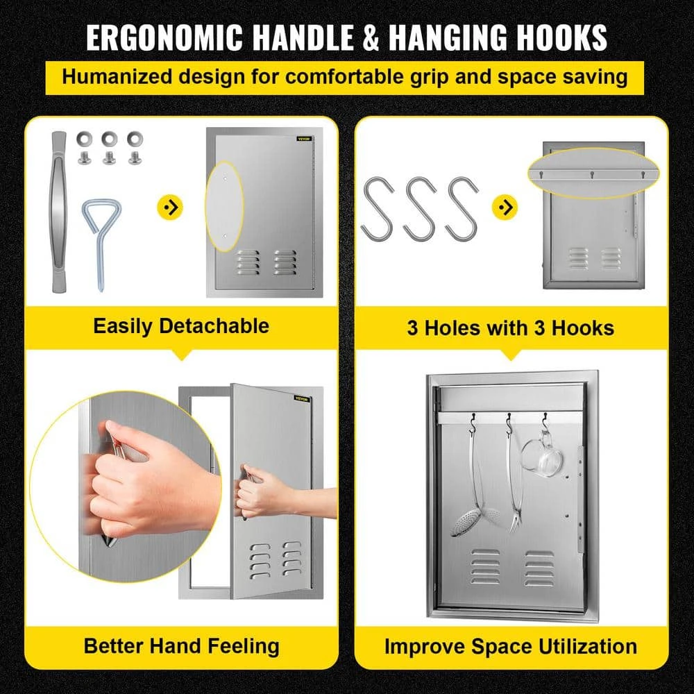 Stainless Steel Grill Door 14 In. W X 20 In. H Single Outdoor Kitchen Access Door For BBQ Island 5 Stainless Steel Grill Door 14 In. W X 20 In. H Single Outdoor Kitchen Access Door For BBQ Island - Image 4