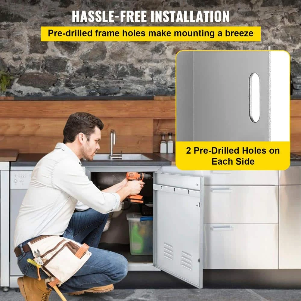 Stainless Steel Grill Door 14 In. W X 20 In. H Single Outdoor Kitchen Access Door For BBQ Island 6 Stainless Steel Grill Door 14 In. W X 20 In. H Single Outdoor Kitchen Access Door For BBQ Island - Image 5