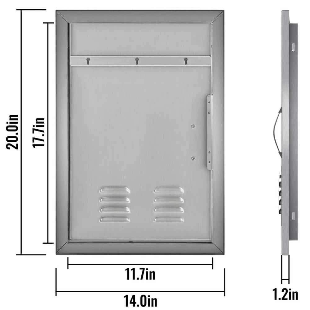 Stainless Steel Grill Door 14 In. W X 20 In. H Single Outdoor Kitchen Access Door For BBQ Island 8 Stainless Steel Grill Door 14 In. W X 20 In. H Single Outdoor Kitchen Access Door For BBQ Island - Image 7
