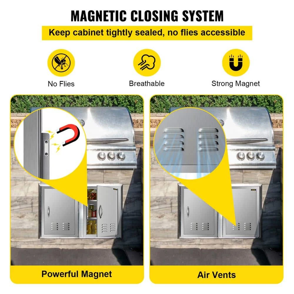 Stainless Steel Grill Door 14 In. W X 20 In. H Single Outdoor Kitchen Access Door For BBQ Island 7 Stainless Steel Grill Door 14 In. W X 20 In. H Single Outdoor Kitchen Access Door For BBQ Island - Image 6