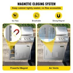 Grill Door 20 In. W X 14 In. H Single Stainless Steel Outdoor Kitchen Doors With Vents Access Door For BBQ Island 15 Grill Door 20 In. W X 14 In. H Single Stainless Steel Outdoor Kitchen Doors With Vents Access Door For BBQ Island -Patio Furniture Shop vevor outdoor kitchen doors 14x20ycspcgmdtfk1v0 fa 1000