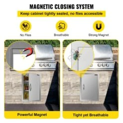 BBQ Access Door 17 In. W X 24 In. H Vertical Single BBQ Door Stainless Steel With Hooks Outdoor Kitchen Doors -Patio Furniture Shop vevor outdoor kitchen doors 17 24bxgcgdkm0001v0 fa 1000