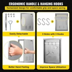 BBQ Access Door 17 In. W X 24 In. H Vertical Island Door With Vents Stainless Steel Single Access Door For BBQ Island -Patio Furniture Shop vevor outdoor kitchen doors 17x24ycczdcgmdtfkv0 1f 1000