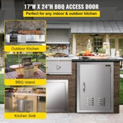 BBQ Access Door 17 In. W X 24 In. H Vertical Island Door With Vents Stainless Steel Single Access Door For BBQ Island -Patio Furniture Shop vevor outdoor kitchen doors 17x24ycczdcgmdtfkv0 c3 1000