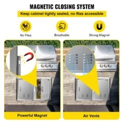 BBQ Access Door 17 In. W X 24 In. H Vertical Island Door With Vents Stainless Steel Single Access Door For BBQ Island -Patio Furniture Shop vevor outdoor kitchen doors 17x24ycczdcgmdtfkv0 fa 1000