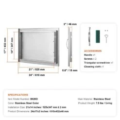 BBQ Access Door 24 In. W X 17 In. H Horizontal Single BBQ Door Stainless Steel Outdoor Kitchen Doors For BBQ Island -Patio Furniture Shop vevor outdoor kitchen doors 17x24ycspcgm00001v0 76 1000