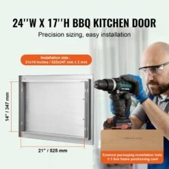 BBQ Access Door 24 In. W X 17 In. H Horizontal Single BBQ Door Stainless Steel Outdoor Kitchen Doors For BBQ Island -Patio Furniture Shop vevor outdoor kitchen doors 17x24ycspcgm00001v0 c3 1000