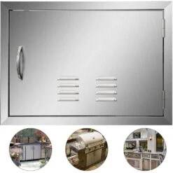 BBQ Access Door 24 In. W X 17 In. H Horizontal Island Door With Vents Stainless Steel Single Access Door