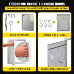 Outdoor Kitchen Door 16 In. W X 22 In. H Stainless Steel BBQ Access Door Single Access Door For Outside Cabinet -Patio Furniture Shop vevor outdoor kitchen doors 18yczjjczdkcgm001v0 1f 1000