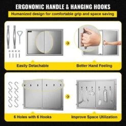 BBQ Access Door 28 In. W X 19 In. H Double BBQ Door Stainless Steel Outdoor Kitchen Doors For BBQ Island,Grill Station 13 BBQ Access Door 28 In. W X 19 In. H Double BBQ Door Stainless Steel Outdoor Kitchen Doors For BBQ Island,Grill Station -Patio Furniture Shop vevor outdoor kitchen doors 19x28cbxgcgskm001v0 1f 1000