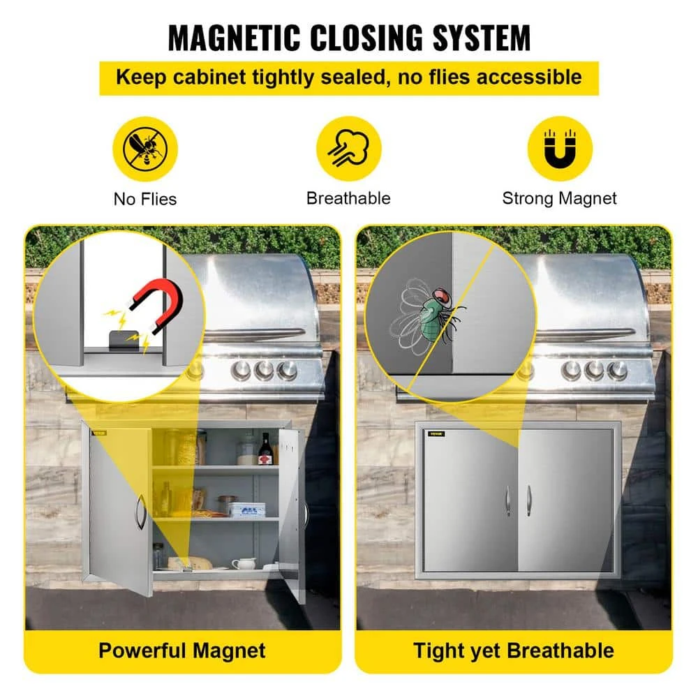 BBQ Access Door 28 In. W X 19 In. H Double BBQ Door Stainless Steel Outdoor Kitchen Doors For BBQ Island,Grill Station 8 BBQ Access Door 28 In. W X 19 In. H Double BBQ Door Stainless Steel Outdoor Kitchen Doors For BBQ Island,Grill Station - Image 6