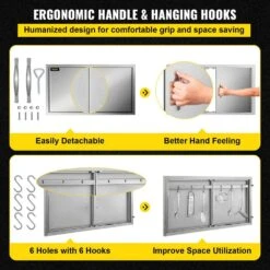 Outdoor Kitchen Doors 42 In. W X 21 In. H Double BBQ Door Stainless Steel BBQ Access Door 13 Outdoor Kitchen Doors 42 In. W X 21 In. H Double BBQ Door Stainless Steel BBQ Access Door -Patio Furniture Shop vevor outdoor kitchen doors 21 13x42x1 63skm1v0 1f 1000