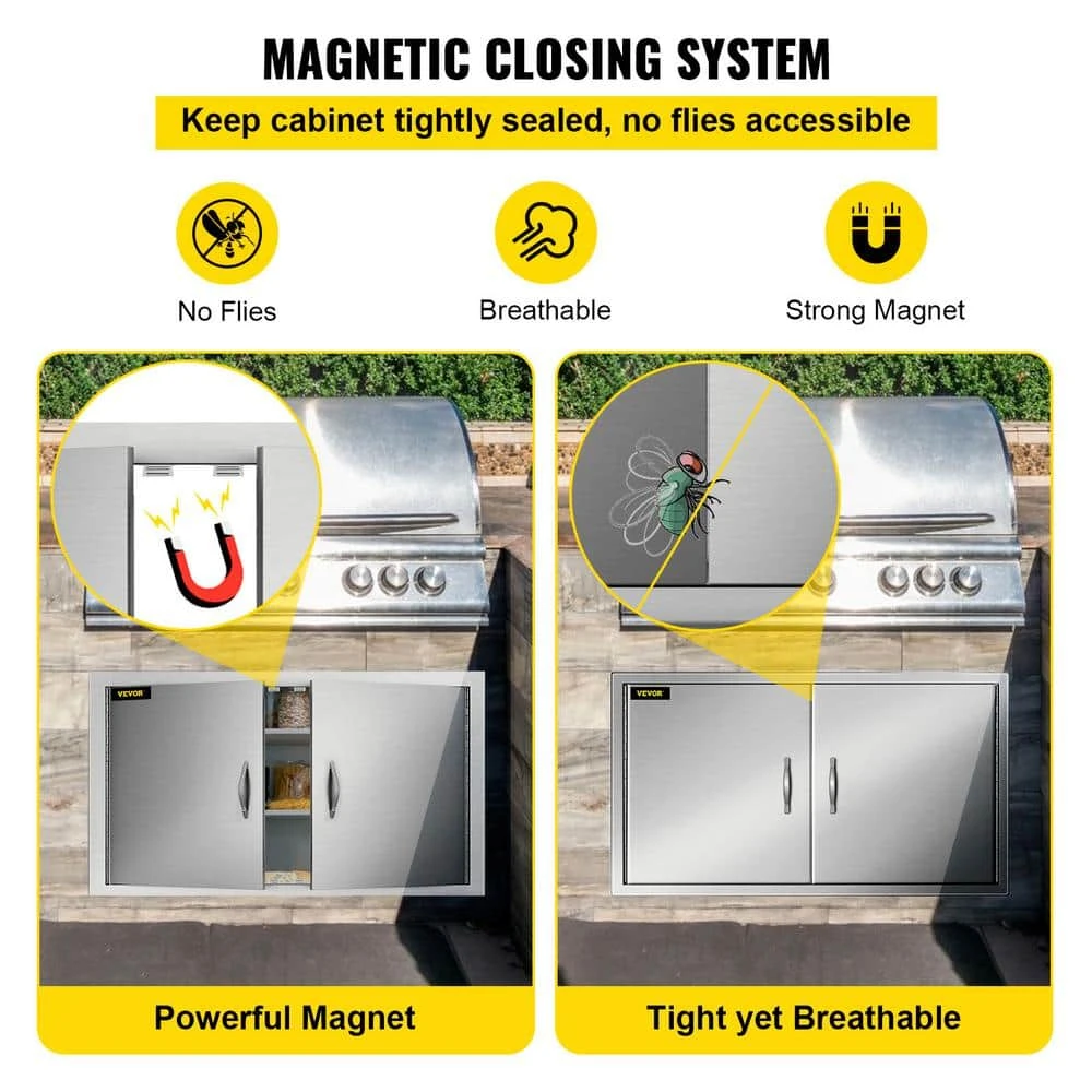 Outdoor Kitchen Doors 42 In. W X 21 In. H Double BBQ Door Stainless Steel BBQ Access Door 8 Outdoor Kitchen Doors 42 In. W X 21 In. H Double BBQ Door Stainless Steel BBQ Access Door - Image 6