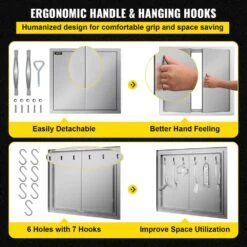 Double Door Outdoor Kitchen Access 26 X 24 In. Wall Construction Stainless Steel Flush Mount For BBQ Island 13 Double Door Outdoor Kitchen Access 26 X 24 In. Wall Construction Stainless Steel Flush Mount For BBQ Island -Patio Furniture Shop vevor outdoor kitchen doors 26yc304bxgsccgm01v0 1f 1000